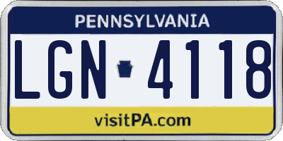 PA license plate LGN4118
