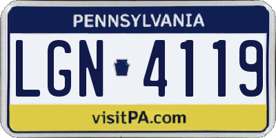 PA license plate LGN4119