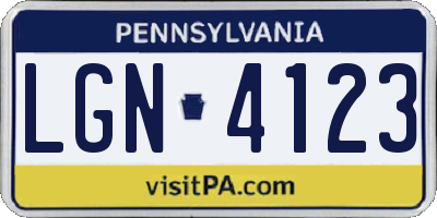 PA license plate LGN4123