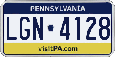 PA license plate LGN4128
