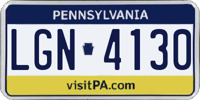 PA license plate LGN4130