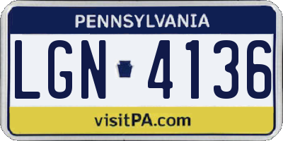 PA license plate LGN4136