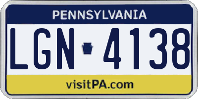 PA license plate LGN4138