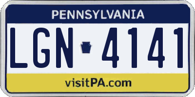 PA license plate LGN4141