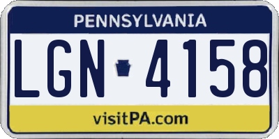 PA license plate LGN4158