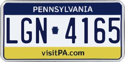 PA license plate LGN4165
