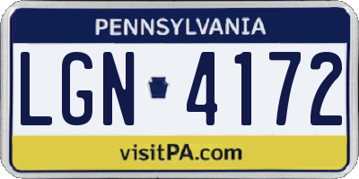 PA license plate LGN4172