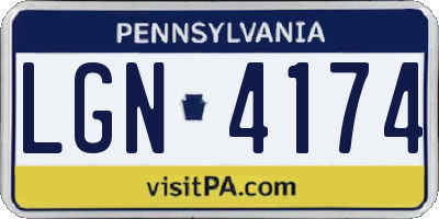 PA license plate LGN4174