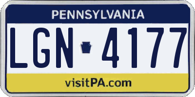 PA license plate LGN4177