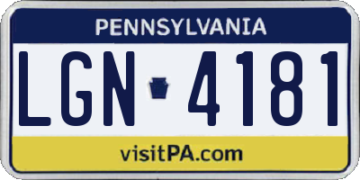 PA license plate LGN4181