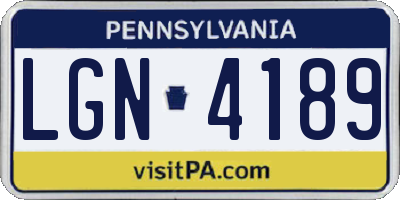 PA license plate LGN4189