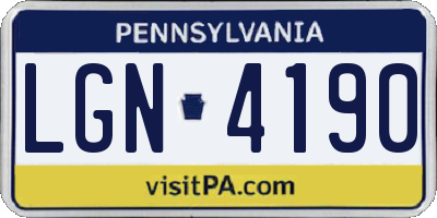 PA license plate LGN4190