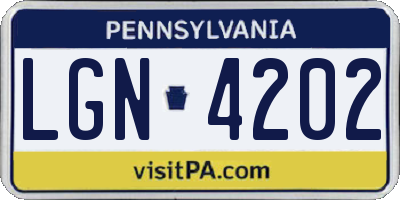 PA license plate LGN4202