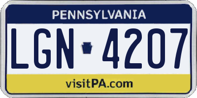 PA license plate LGN4207