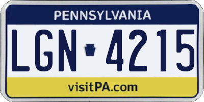 PA license plate LGN4215