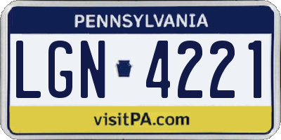 PA license plate LGN4221