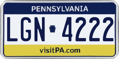 PA license plate LGN4222