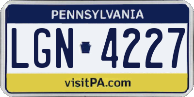 PA license plate LGN4227