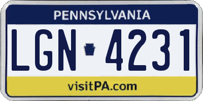 PA license plate LGN4231