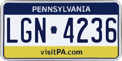 PA license plate LGN4236