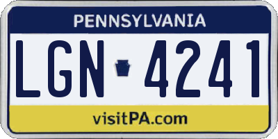 PA license plate LGN4241