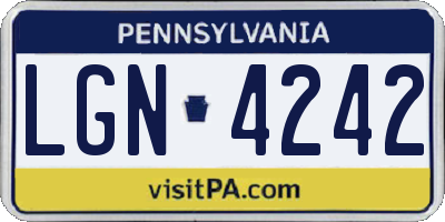 PA license plate LGN4242