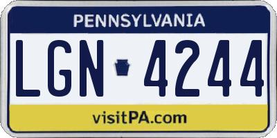 PA license plate LGN4244