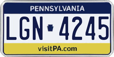 PA license plate LGN4245
