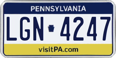 PA license plate LGN4247