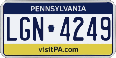 PA license plate LGN4249