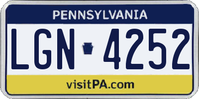 PA license plate LGN4252