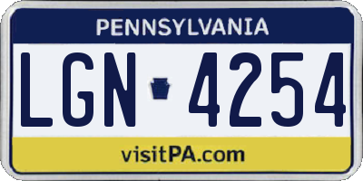 PA license plate LGN4254