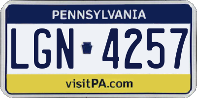 PA license plate LGN4257