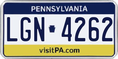 PA license plate LGN4262