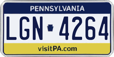 PA license plate LGN4264
