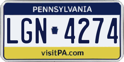 PA license plate LGN4274