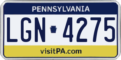 PA license plate LGN4275