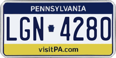 PA license plate LGN4280