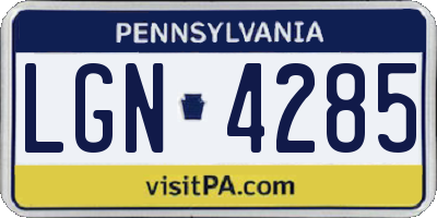 PA license plate LGN4285