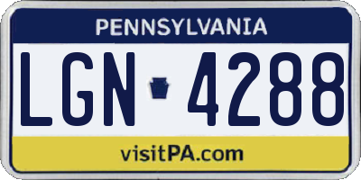 PA license plate LGN4288
