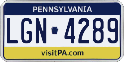PA license plate LGN4289