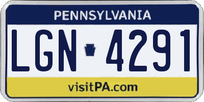 PA license plate LGN4291