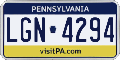 PA license plate LGN4294