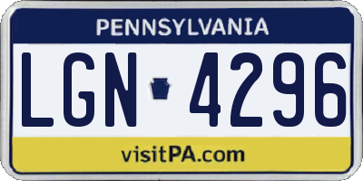 PA license plate LGN4296