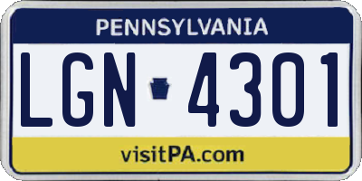 PA license plate LGN4301