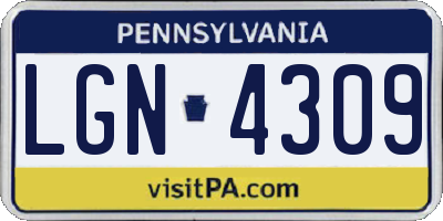 PA license plate LGN4309