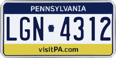 PA license plate LGN4312