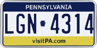 PA license plate LGN4314