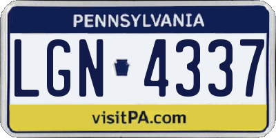 PA license plate LGN4337