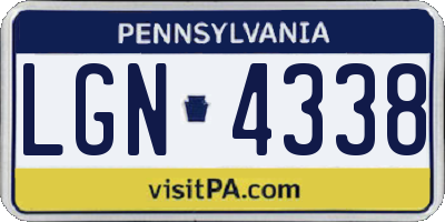 PA license plate LGN4338